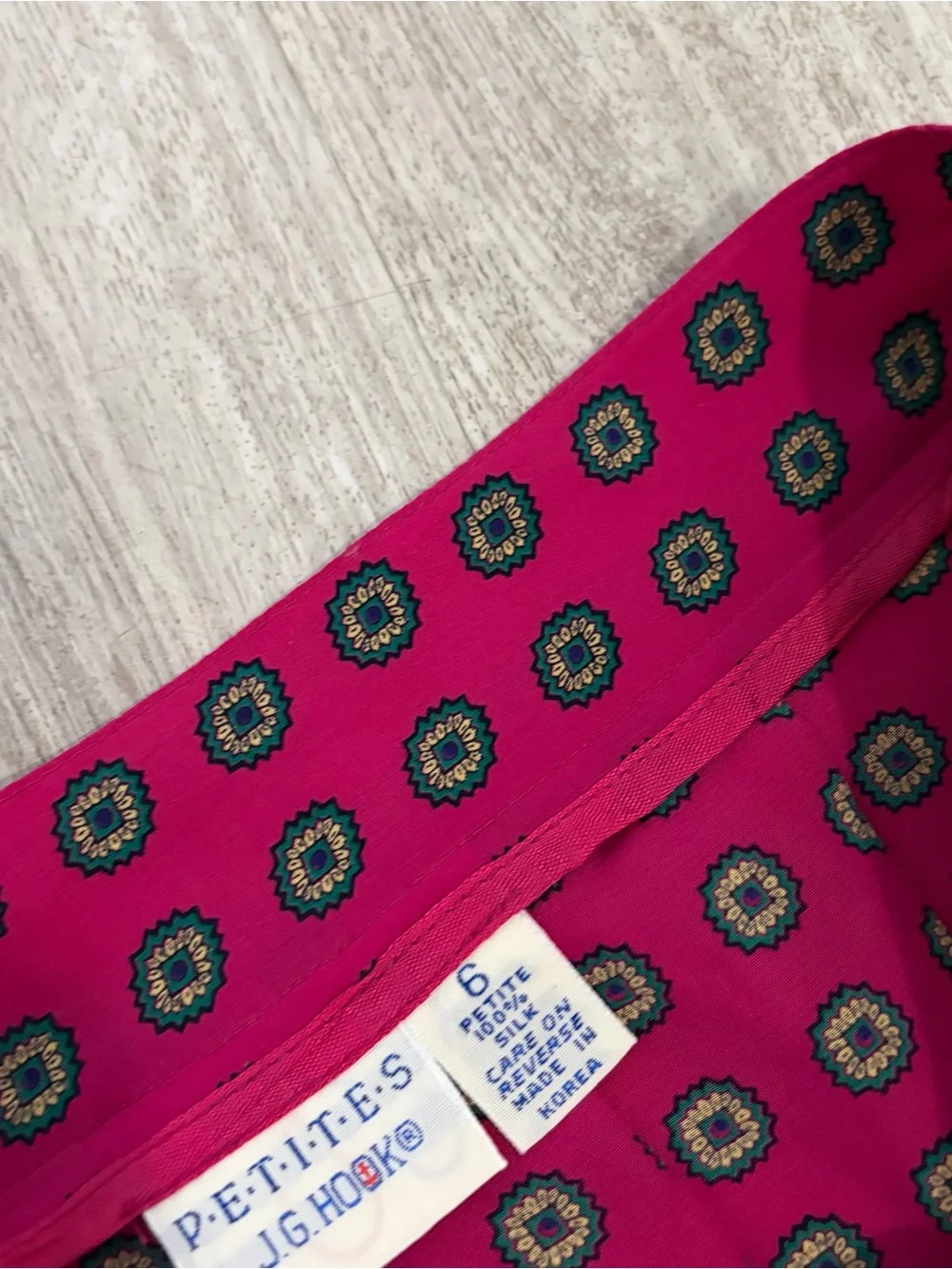 vintage J.G. Hook Pink pleated maxi skirt 100% silk womens 6 Petite